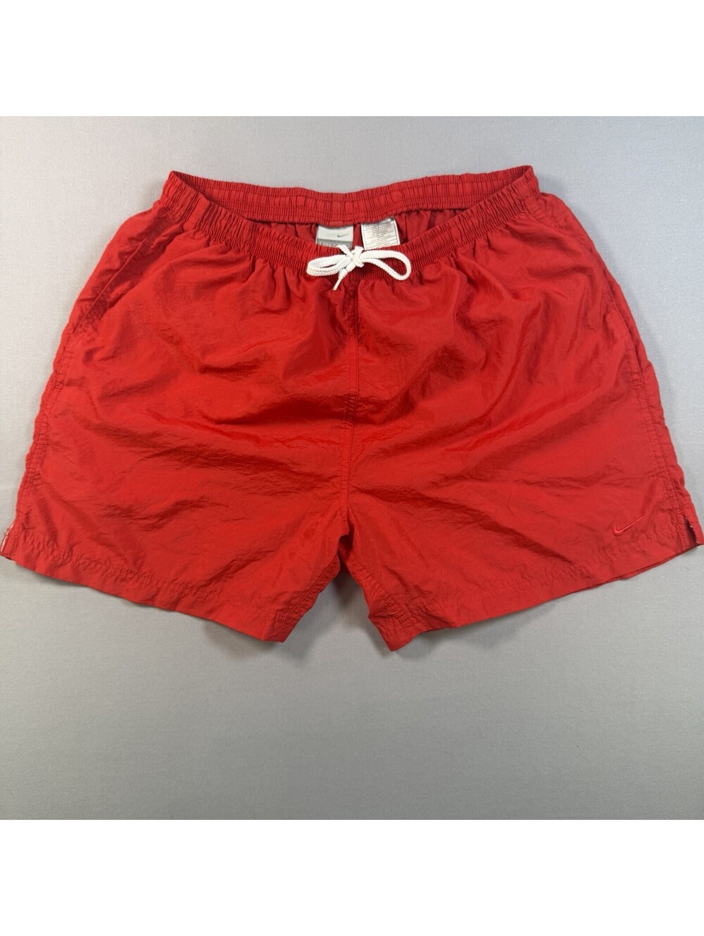 VTG 90s Nike Nylon Swim Trunks Red Drawstring Shorts Mens M EUC Y2K